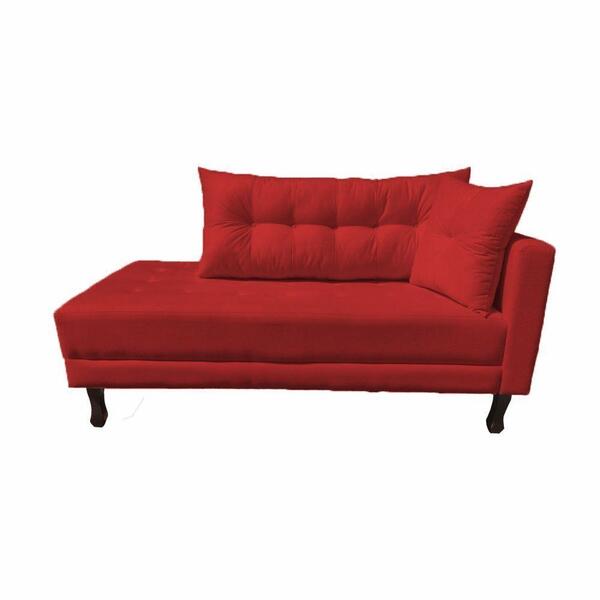 Divã Recamier Troya 1,60 Cm Lado Direito Suede Vermelho