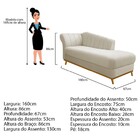 Diva Recamier Vanessa 160cm Lado Esquerdo Linho - Doce Sonho
