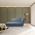 Divã Recife Suede Azul Marinho 165 Cm Pés Chanfrado Castanho