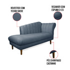 Divã Recife Suede Azul Marinho 165 Cm Pés Chanfrado Castanho