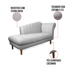 Divã Recife Suede Cinza 165 Cm Pés Chanfrado Castanho M11 - D