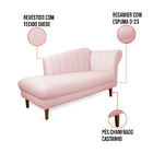 Divã Recife Suede Rosa Bebê 165 Cm Pés Chanfrado Castanho M11