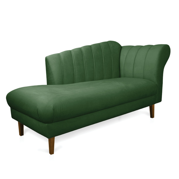 Divã Recife Suede Verde 165 Cm Pés Chanfrado Castanho M11 - D