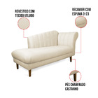 Divã Recife Veludo Bege 165 Cm Pés Chanfrado Castanho M11 - D
