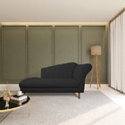 Divã Recife Veludo Preto 165 Cm Pés Chanfrado Castanho M11 -