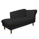 Divã Recife Veludo Preto 165 Cm Pés Chanfrado Castanho M11 -