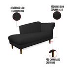 Divã Recife Veludo Preto 165 Cm Pés Chanfrado Castanho M11 -