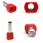 Dmti 500 X Terminal Conector Tubular Ilhós Duplo 1,0mm Vermel