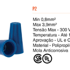 Dmti 50 X Conector De Torção Emenda Fios Cabos Azul 0,8 - 3,9