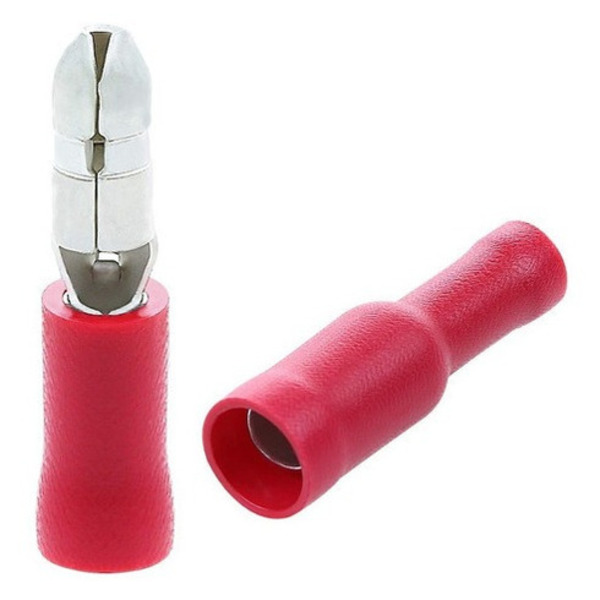 Dmti Kit Terminal Bala Fêmea E Macho Pré Isolado Vermelho 50p