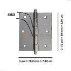 Dobradiça 3 1/2 X 3 Cromada Anel Tolemat Jogo Cartela 3 Pçs