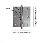 Dobradiça 3 1/2 X 3 Escovada Anel Tolemat Jogo Cartela 3 Pçs