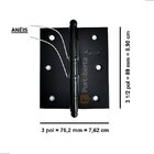 Dobradiça 3 1/2 X 3 Preta Anel Tolemat Jogo Cartela 3 Peças