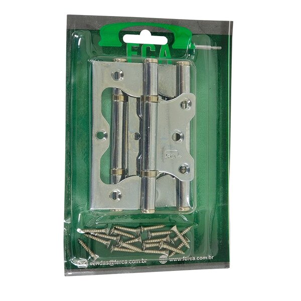 Dobradiça 4' X 3' Ferro Cromado Sobrepor Blister Com 3 Peças