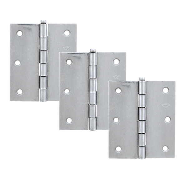 Dobradiça para Porta e Janela de Madeira  Aço Inox 304 3.1/2x3" até 25kg 3 peças