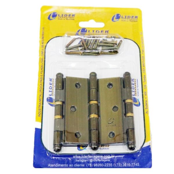 Dobradiça C/2a 3x2.1/2 Pol. C/3 Flo 5903 - Líder