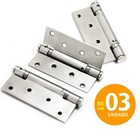 Dobradiça Com Mola 4x3 Inox Polido Kit 03 Pçs