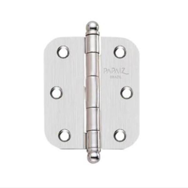 Dobradiça De Aço 1296-1cr Cromado 3 1/2" X 3" Canto Redondo Pç