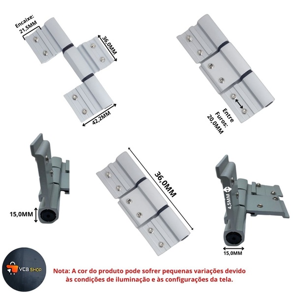 Dobradiça Encaixe Aluminio Porta Linha 25 Tripla 3 Abas Alumifix