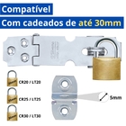 Dobradiça Fecho Trinco Porta Cadeado 6,5cm + Cadeado 25cm Par