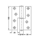 Dobradiça Hamburguesa Reta Aço Inox Polido Fixação Direita