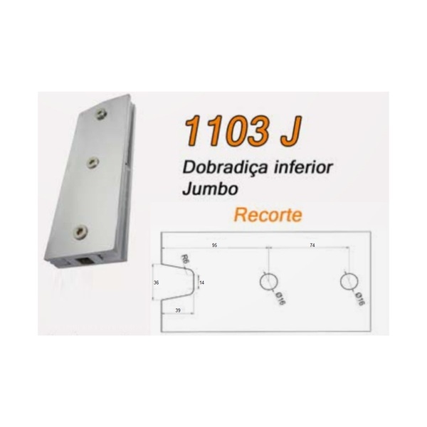 Dobradiça Inferior Jumbo 1103 J Para Porta Pivotante De Vidro