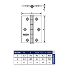 Dobradiça Mgm 3 Unidades 3x2,5 Polegadas Com Parafusos