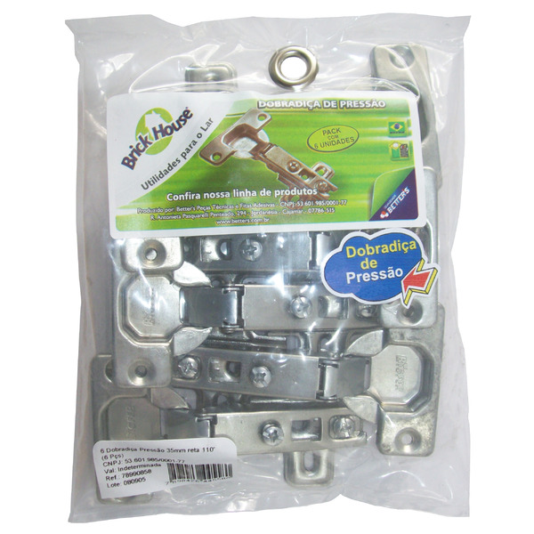 Dobradiça para Móveis 35mm Aço Cromado Supercurva Brick House