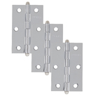 Dobradiça para Porta com Pino Reversível Cromado até 15kg 3 peças