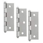 Dobradiça para Porta com Pino Reversível Cromado Acetinado até 15kg 3 peças