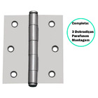 Dobradiça Para Porta De Madeira Cromada 3,5 X 3"