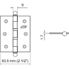 Dobradiça Para Porta Dourada Escovada 3 X 2 1/2 Anel Imab