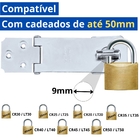 Dobradiça Porta Cadeado Fecho Trinco Zincado 4,5" Para Portão