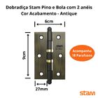 Dobradiça Porta De Madeira Pino Bola Rolamento Stam Antique