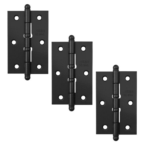 Dobradiça Porta De Madeira Pino Bola Rolamento Stam Preta