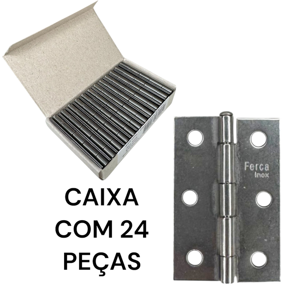 Dobradiça Porta Inox Caixa 24 Peças - 2.1/2' 63mm Ferca | Leroy Merlin