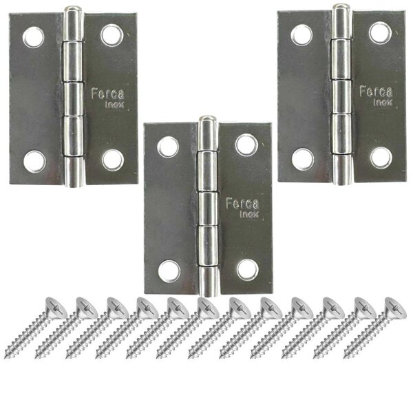 Dobradiça Porta Inox Kit 3 Peças - 2' 50mm Ferca