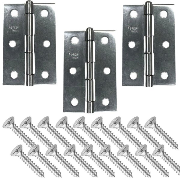 Dobradiça Porta Inox Kit 3 Peças - 3.1/2' 86mm Ferca