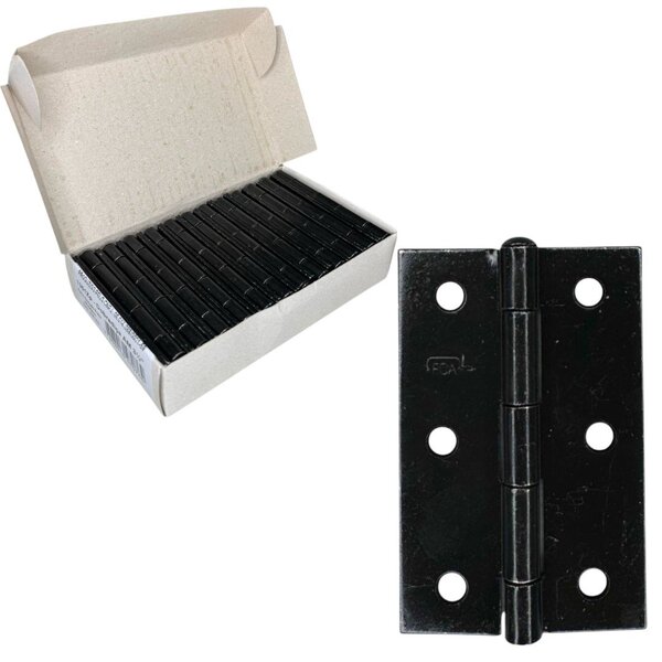 Dobradiça Porta Preta Caixa 24 Peças - 3.1/2' 86mm Ferca