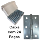 Dobradiça Porta Zincada Caixa 24 Peças - 3.1/2' 86mm Ferca