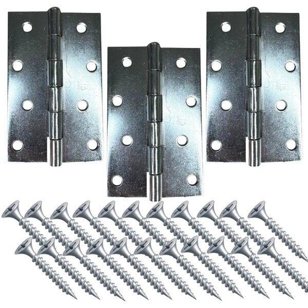 Dobradiça Porta Zincada Kit 3 Peças - 4' 100mm Ferca