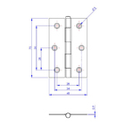 Dobradiça Preta Porta / Janela Pino Solto Real 3" Loth