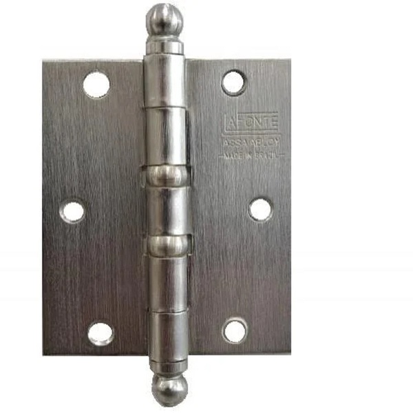 Dobradiça Reforçada 500 3 5x3 Aço Escovado Com Anel - Lafonte