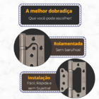Dobradiça Sobrepor com Rolamento Portas de Madeira até 55mm Inox 3 Peças Assa Abloy