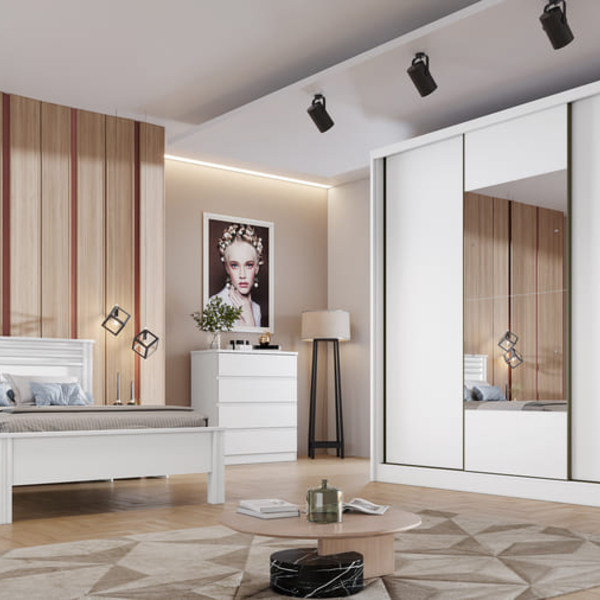 Dormitório Casal Completo Com Espelho 5 Peças 3 Portas 14 Gav