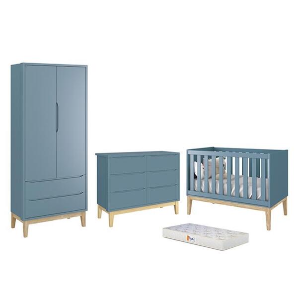 Dormitório Classic 2 Portas, Cômoda 6 Gavetas, Berço Com Pés