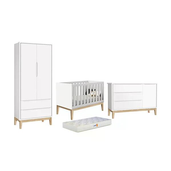 Dormitório Classic 2 Portas, Cômoda Com Porta Com Pés Madeira