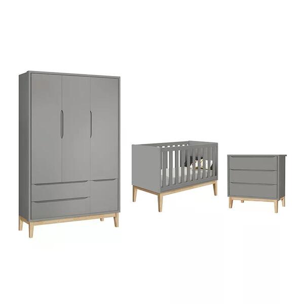 Dormitório Classic 3 Portas E Cômoda 3 Gavetas Com Pés Madeir