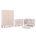 Dormitório Completo Infantil Retrô Gold 4 Portas, Cômoda 6 Ga