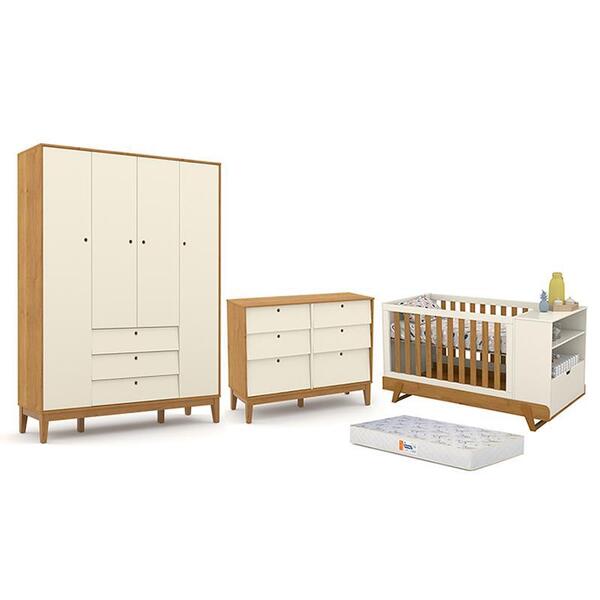 Dormitório Completo Infantil Unique 4 Portas, Cômoda 6 Gaveta